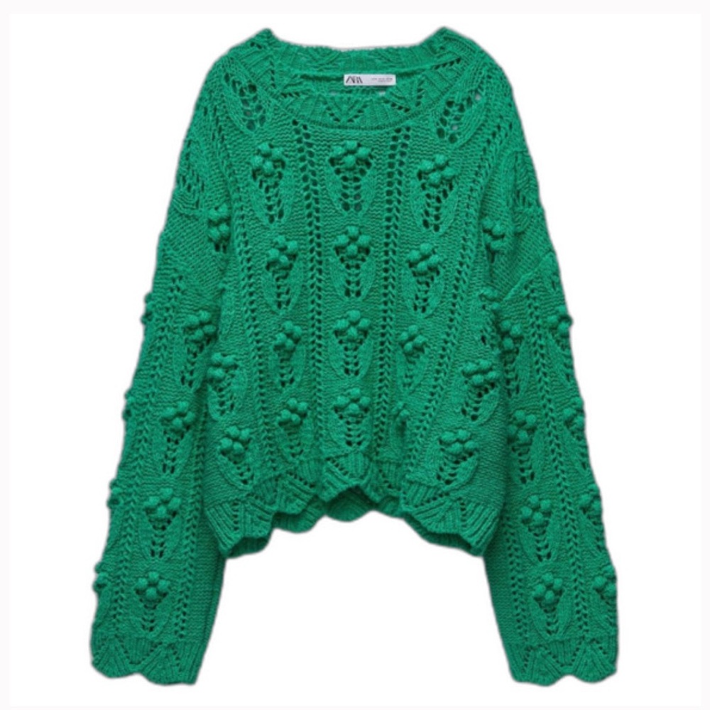 Zara Green Cable Knit Sweater
